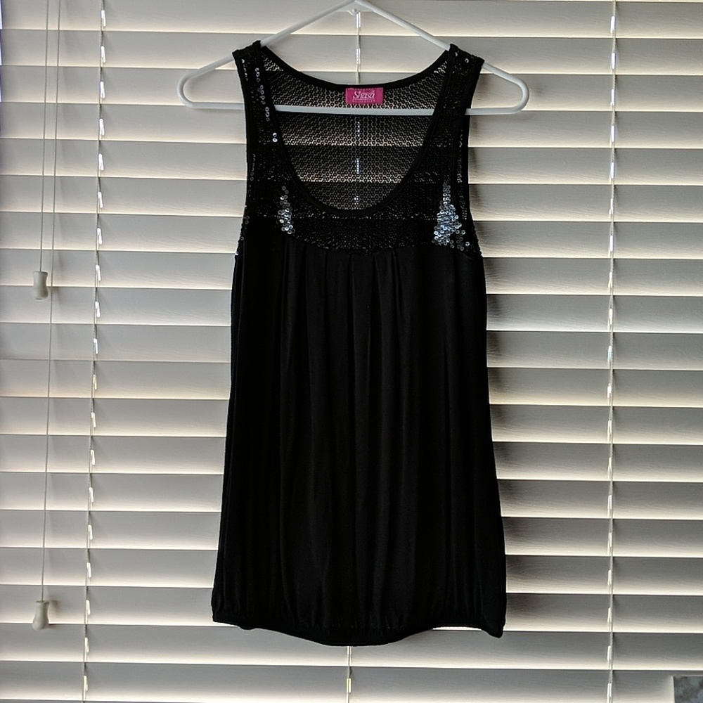 NWOT Black Sequin Shasa Top